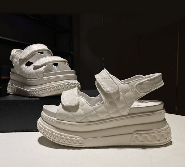 画像8: Leather Quilted Platform Sports Sandals slippers casual shoes  　レザー厚底キルティングフラットサンダルスリッパ (8)