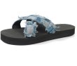 画像1: denim fringe cross flat sandals slippers casual shoes  　ユニセックスフリンジデニム クロスフラット厚底フラッサンダルスリッパ (1)