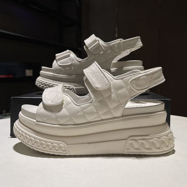 画像4: Leather Quilted Platform Sports Sandals slippers casual shoes  　レザー厚底キルティングフラットサンダルスリッパ (4)