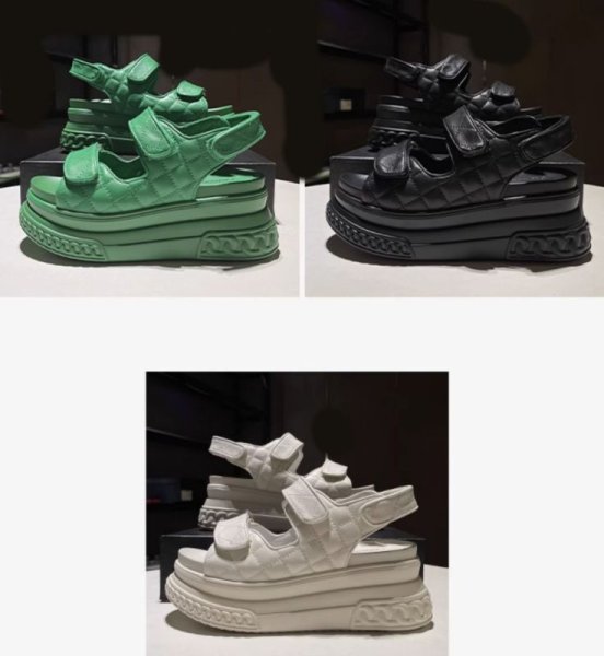 画像7: Leather Quilted Platform Sports Sandals slippers casual shoes  　レザー厚底キルティングフラットサンダルスリッパ (7)