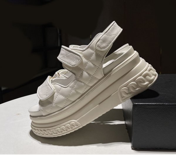 画像9: Leather Quilted Platform Sports Sandals slippers casual shoes  　レザー厚底キルティングフラットサンダルスリッパ (9)