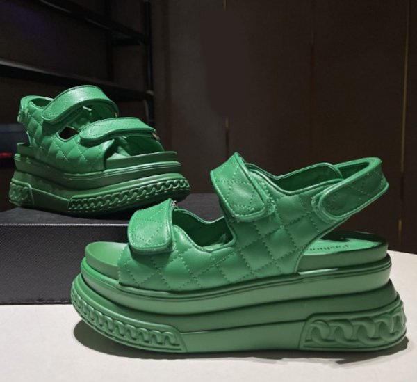 画像5: Leather Quilted Platform Sports Sandals slippers casual shoes  　レザー厚底キルティングフラットサンダルスリッパ (5)