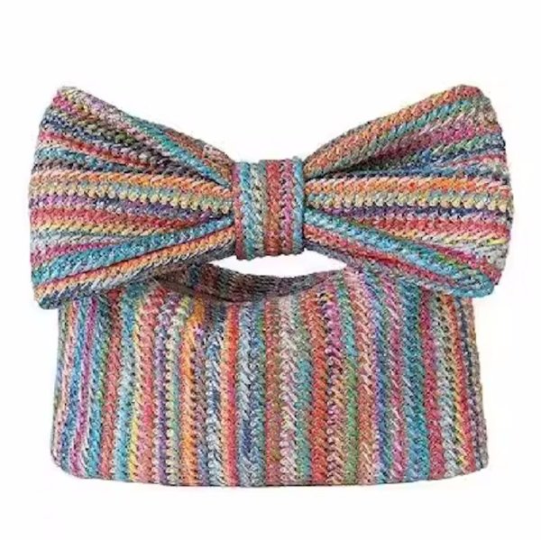 画像5: Luxury Bow Straw Bag for Women Crochet Beach Tote Handbag 　リボンストロークラッチトート籠かごバッグ (5)