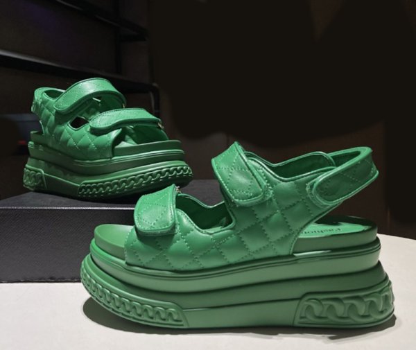 画像10: Leather Quilted Platform Sports Sandals slippers casual shoes  　レザー厚底キルティングフラットサンダルスリッパ (10)