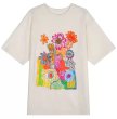 画像1: graffiti flower print t-shirt　ユニセックスグラフィック落書きフラワープリント半袖Tシャツ  (1)