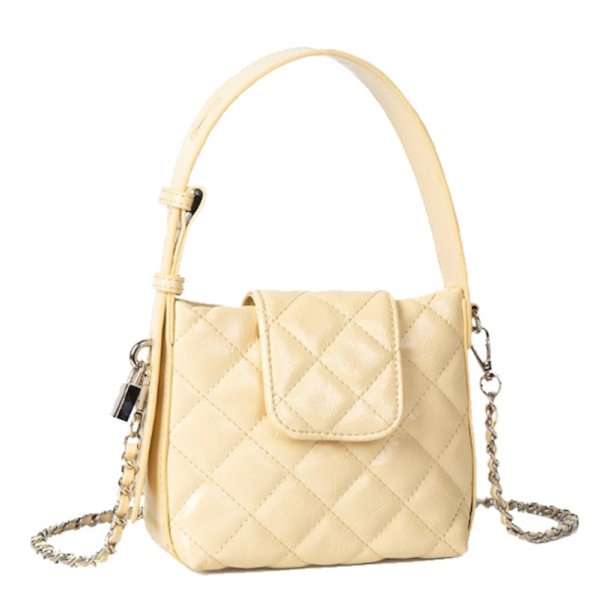 画像1: quilted leather Mini tote shoulder 2WAY bag　ユニセックス男女兼用キルティングレザー ミニトートショルダーバッグ (1)