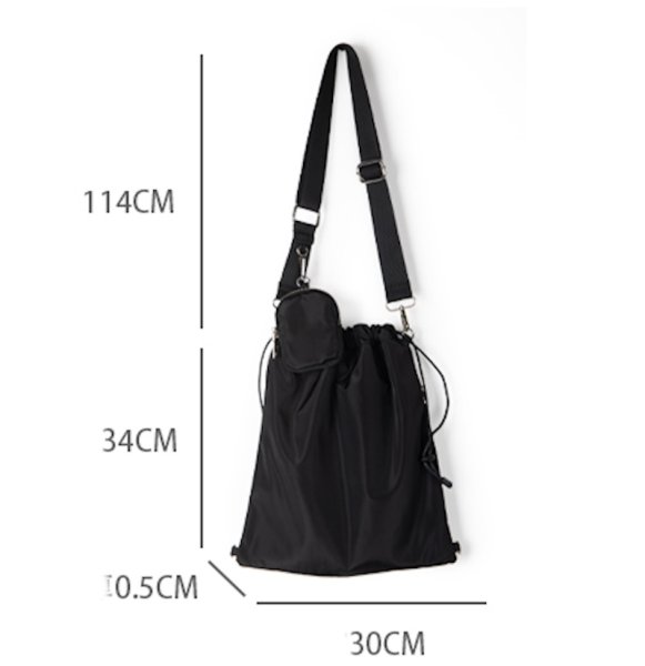 画像6: nylon drawstring bucket tote shoulder bag　ユニセックス男女兼用ナイロン巾着コバック付きバケットトートショルダーバッグ (6)