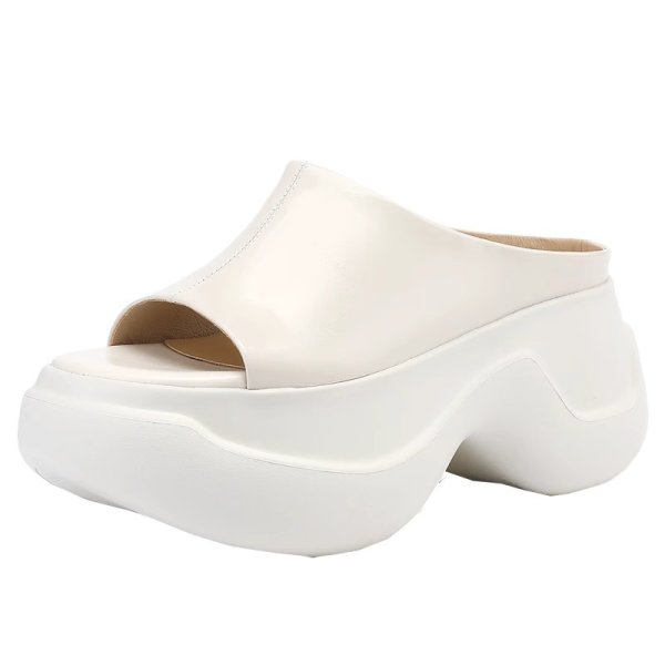 画像8: Genuine leather platform open toe sandals slippers casual shoes  　レザー厚底プラットフォームオープントゥフラットサンダルスリッパ (8)