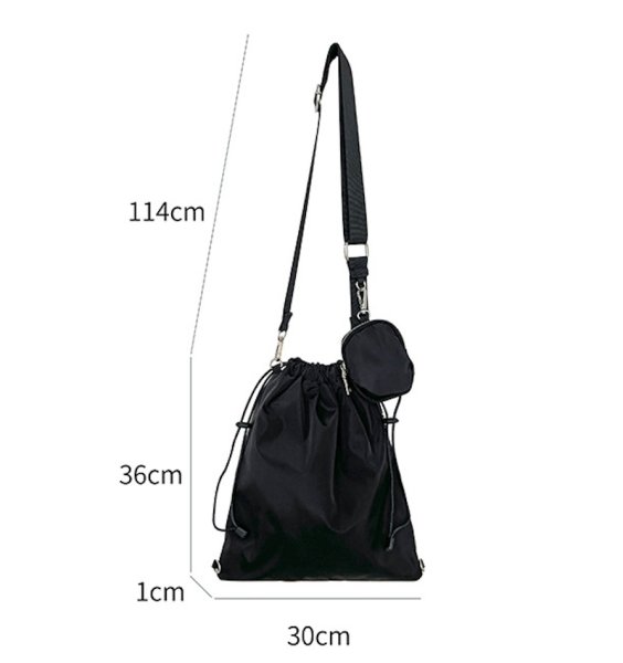 画像8: nylon drawstring bucket tote shoulder bag　ユニセックス男女兼用ナイロン巾着コバック付きバケットトートショルダーバッグ (8)