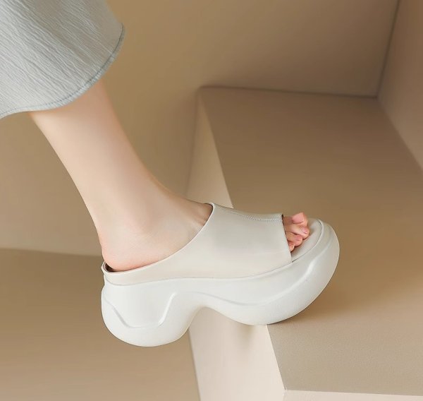 画像11: Genuine leather platform open toe sandals slippers casual shoes  　レザー厚底プラットフォームオープントゥフラットサンダルスリッパ (11)