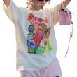 画像5: graffiti flower print t-shirt　ユニセックスグラフィック落書きフラワープリント半袖Tシャツ  (5)