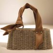 画像1: trapezoidal leather handle basket bag　台形レザーハンドルかごバッグ籠トートバッグ (1)