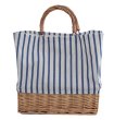 画像1: Rattan & Linen Splicing combination  tote bag basket bag　リネン＆ラタンコンビかご籠トートバッグ (1)