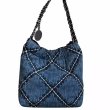 画像1: Washed Denim Diamond Car Stitch Single Chain Shoulder Crossbody  Tote Bag　デニムダイアモンドステッチチェーンショルダークロスボディートートバッグ (1)