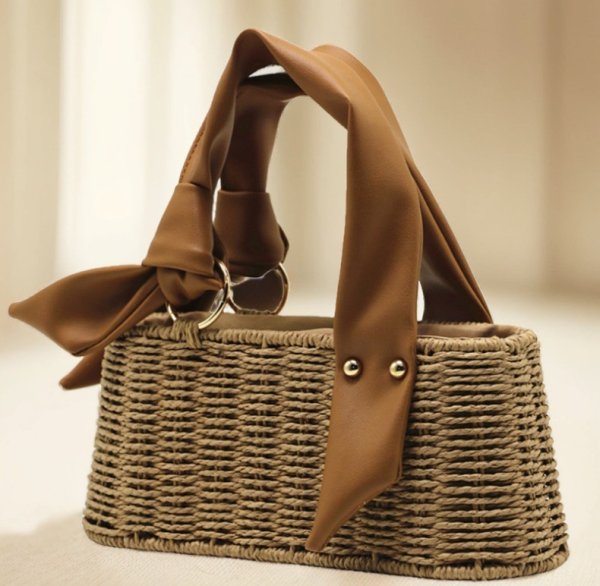 画像7: trapezoidal leather handle basket bag　台形レザーハンドルかごバッグ籠トートバッグ (7)