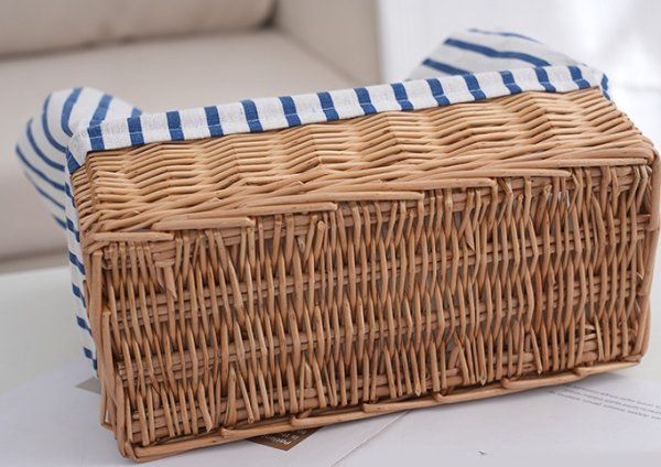 画像5: Rattan & Linen Splicing combination  tote bag basket bag　リネン＆ラタンコンビかご籠トートバッグ (5)