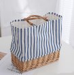 画像3: Rattan & Linen Splicing combination  tote bag basket bag　リネン＆ラタンコンビかご籠トートバッグ (3)