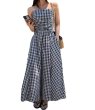 画像1: Women's Resort One Piece Gingham Check Bare Top Maxi Dress　リゾート ワンピ ギンガムチェック ベアトップマキシ丈 ドレス (1)