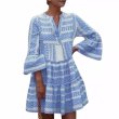 画像2: Women's V-neck geometric pattern ethnic dress one piece　V ネック幾何学模様エスニックドレス ワンピース (2)