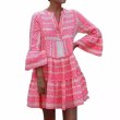 画像4: Women's V-neck geometric pattern ethnic dress one piece　V ネック幾何学模様エスニックドレス ワンピース (4)