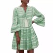 画像3: Women's V-neck geometric pattern ethnic dress one piece　V ネック幾何学模様エスニックドレス ワンピース (3)