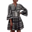 画像1: Women's V-neck geometric pattern ethnic dress one piece　V ネック幾何学模様エスニックドレス ワンピース (1)