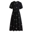 画像7: Women's french puff sleeve short sleeve Floral print mid-waist V-neck dress one piece　パフスリーブフローラルフレンチミドル丈ドレス ワンピース (7)