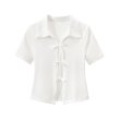 画像6: Polo bowtie high waist short blouse  short-sleeved T-shirt 　ポロボウタイハイウエストショート丈半袖ブラウス Tシャツ (6)