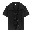 画像2: Polo bowtie high waist short blouse  short-sleeved T-shirt 　ポロボウタイハイウエストショート丈半袖ブラウス Tシャツ (2)