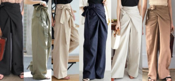 画像10: solid color high waist wide pants 　ハイウエストサイドリボン ワイド パンツ (10)