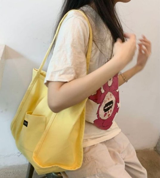 画像13: Canvas Candy Color Large Capacity Casual Tote Shoulder Bag　キャンディーカラーキャンバストートショルダー２WAYバッグ マザーズバッグショッピング通勤通学バッグ (13)