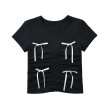 画像5: ribbon shirring short length t-shirt T-shirt short-sleeved 　リボンショーリング ショート丈半袖 Tシャツ (5)