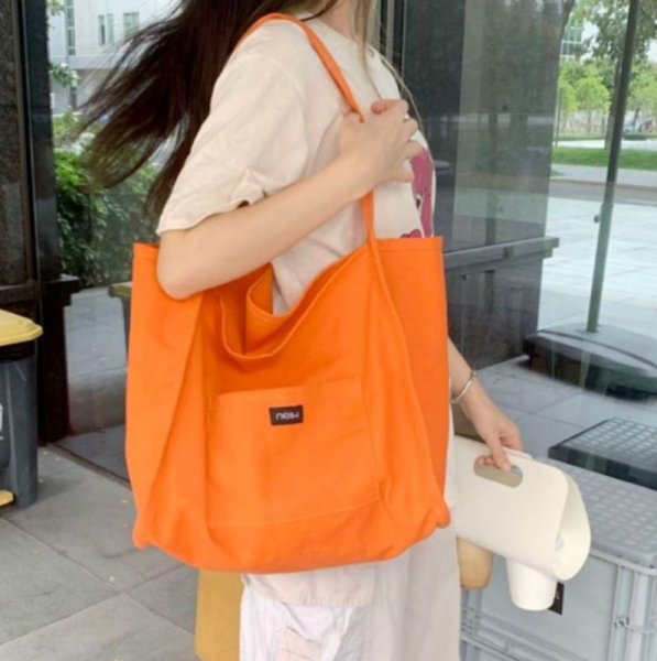 画像11: Canvas Candy Color Large Capacity Casual Tote Shoulder Bag　キャンディーカラーキャンバストートショルダー２WAYバッグ マザーズバッグショッピング通勤通学バッグ (11)
