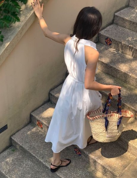 画像8: Original hand-woven French resort style contrast edge beaded rope shoulder strap tote shoulder  bag　フレンチコントラストエッジビーズロープかごバッグ籠トートショルダーバッグ (8)