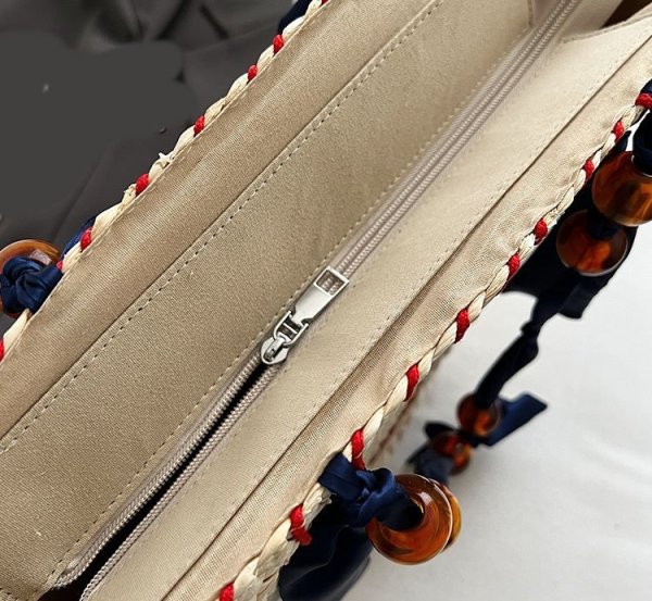 画像9: Original hand-woven French resort style contrast edge beaded rope shoulder strap tote shoulder  bag　フレンチコントラストエッジビーズロープかごバッグ籠トートショルダーバッグ (9)