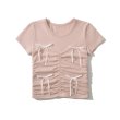 画像3: ribbon shirring short length t-shirt T-shirt short-sleeved 　リボンショーリング ショート丈半袖 Tシャツ (3)