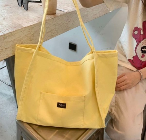 画像3: Canvas Candy Color Large Capacity Casual Tote Shoulder Bag　キャンディーカラーキャンバストートショルダー２WAYバッグ マザーズバッグショッピング通勤通学バッグ (3)