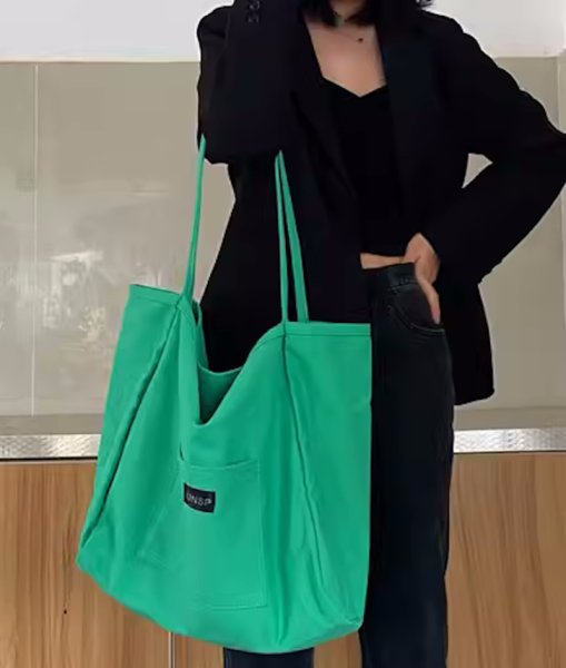 画像14: Canvas Candy Color Large Capacity Casual Tote Shoulder Bag　キャンディーカラーキャンバストートショルダー２WAYバッグ マザーズバッグショッピング通勤通学バッグ (14)