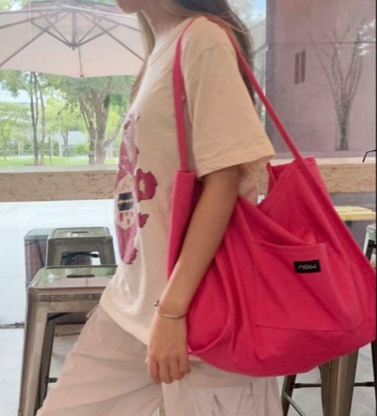 画像9: Canvas Candy Color Large Capacity Casual Tote Shoulder Bag　キャンディーカラーキャンバストートショルダー２WAYバッグ マザーズバッグショッピング通勤通学バッグ (9)