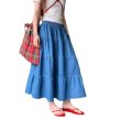 画像1: Women's  Denim waist free A-line Switchable long skirt　デニム切り替えAラインロングミディアムスカート (1)
