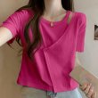 画像1: cardigan style shoulder hollow shirt tops short length t-shirt 　カーディガンスタイルショルダーホローシャツ半袖 Tシャツ (1)