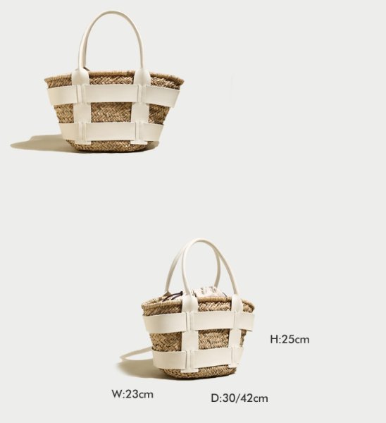 画像14: cowhide hand-held vegetable basket bag tote shoulder  bag　本革レザーハンドルかご籠トートショルダーバッグ (14)