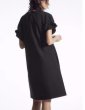 画像5: Women's ruched sleeve basic round neck one piece dress　パフシャーリングスリーブベーシックフレンチミドル丈ドレス ワンピース (5)