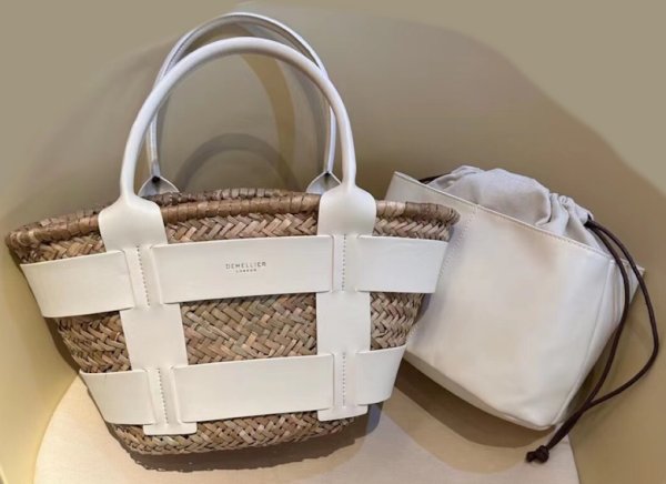 画像8: cowhide hand-held vegetable basket bag tote shoulder  bag　本革レザーハンドルかご籠トートショルダーバッグ (8)