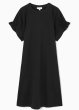 画像10: Women's ruched sleeve basic round neck one piece dress　パフシャーリングスリーブベーシックフレンチミドル丈ドレス ワンピース (10)