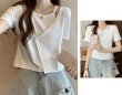 画像5: cardigan style shoulder hollow shirt tops short length t-shirt 　カーディガンスタイルショルダーホローシャツ半袖 Tシャツ (5)