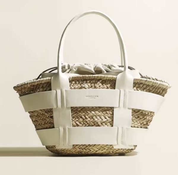 画像2: cowhide hand-held vegetable basket bag tote shoulder  bag　本革レザーハンドルかご籠トートショルダーバッグ (2)