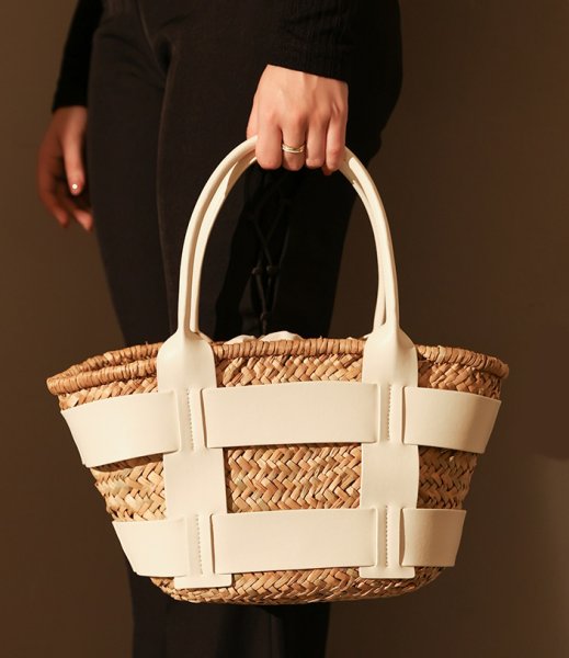 画像6: cowhide hand-held vegetable basket bag tote shoulder  bag　本革レザーハンドルかご籠トートショルダーバッグ (6)