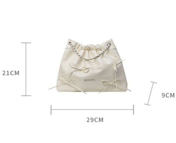 画像11: Leather Ribbon Pleated Cloud Bucket Crossbody Bag　レザーリボンプリーツクラウドバケットクロスボディバッグトートショルダー２WAYバッグ (11)