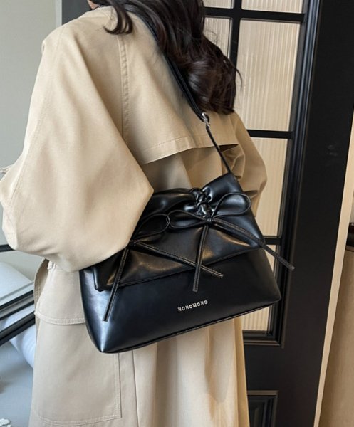 画像5: leather ribbon square crossbody bag　レザーリボンスクエアクロスボディバッグトートショルダー２WAYバッグ (5)